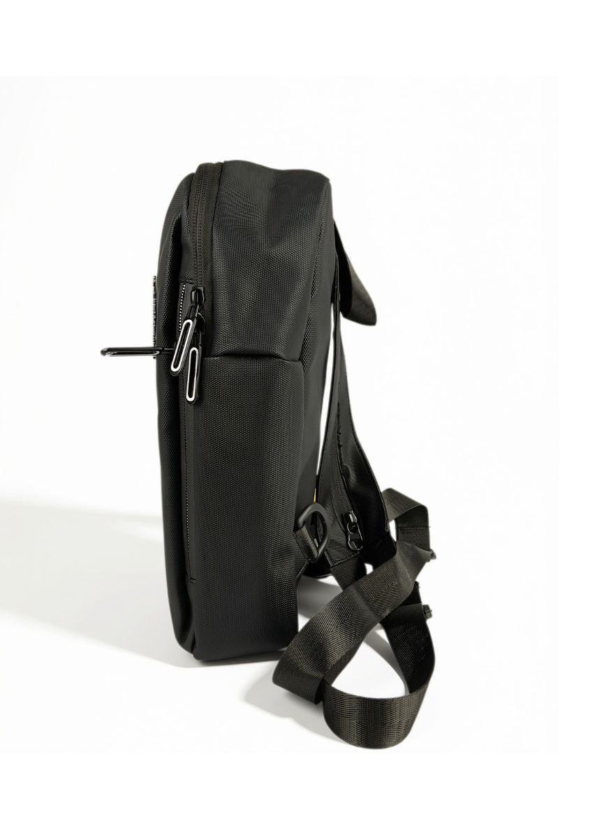 Shaolong Waterproof Convertible Zipper-Strap Crossbody Sling Backpack — Black