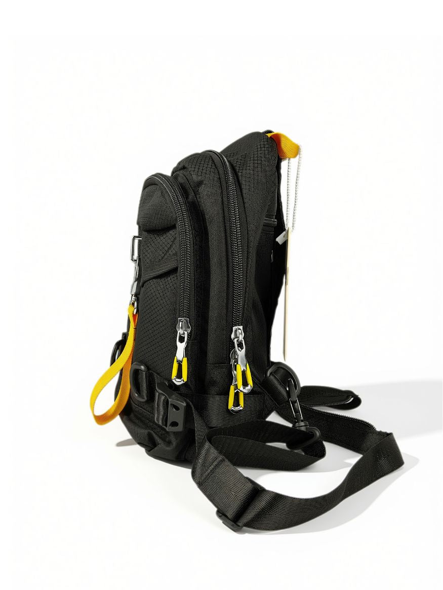 Tough Warrior Tactical Convertible Zipper-Strap Sling Backpack & Crossbody Bag — Black & Yellow