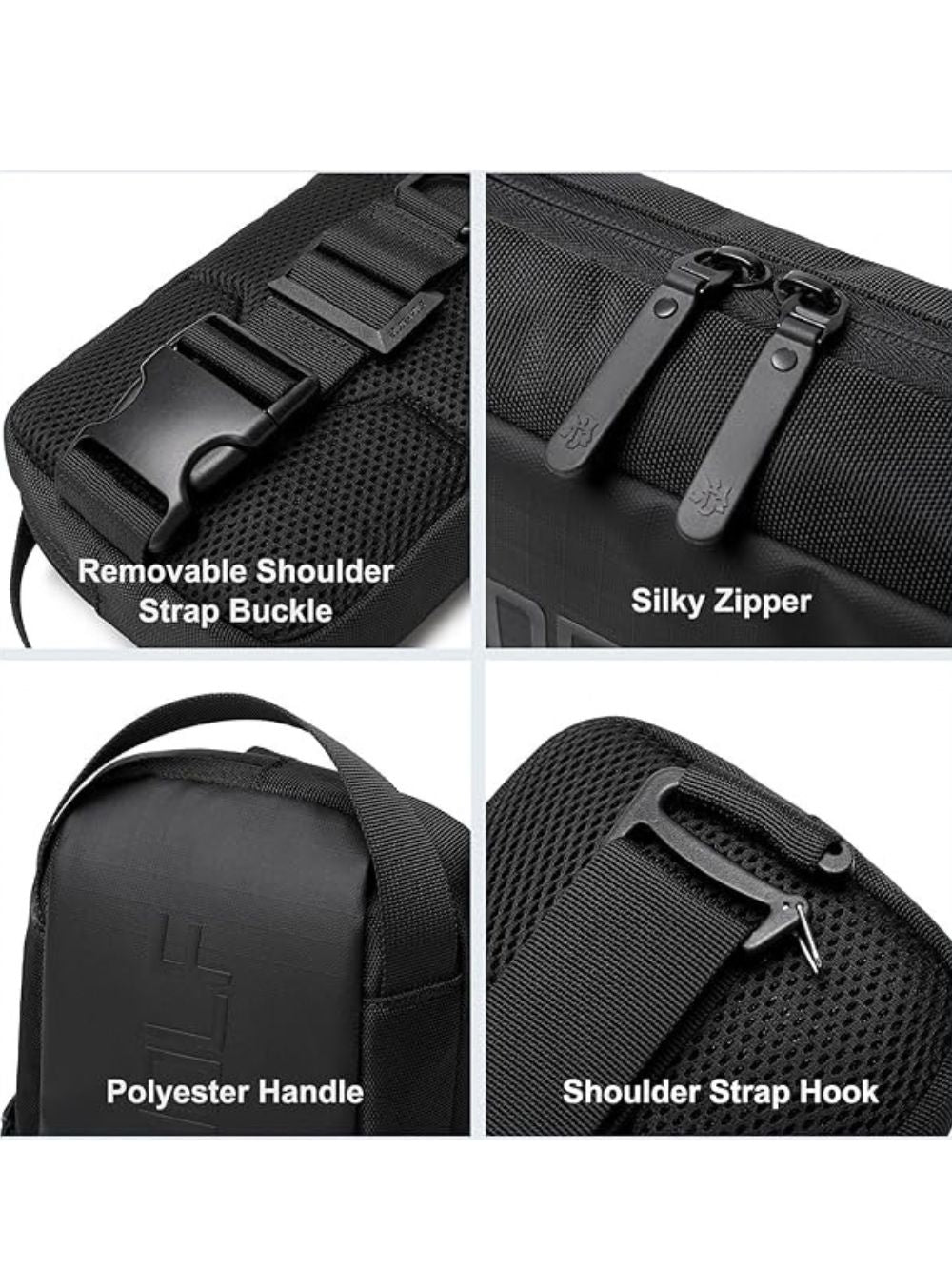 Golden Wolf GXB00131 Ultra-Lightweight Crossbody Sling Bag — Black