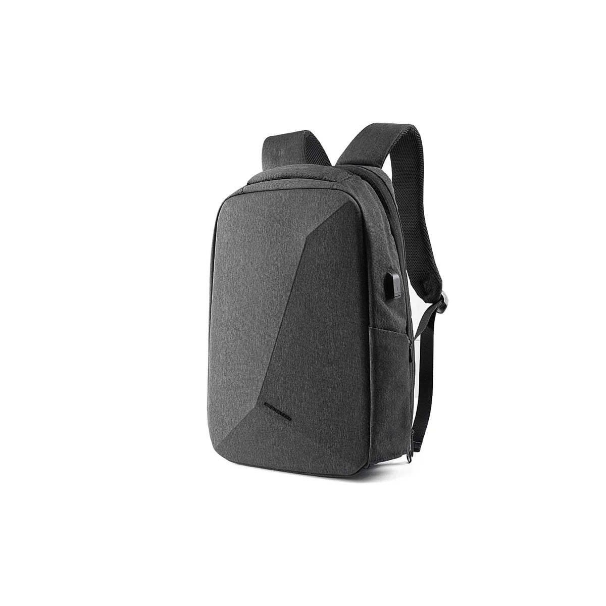Geometric Waterproof Laptop Backpack | Integrated Raincoat & USB Port β Black