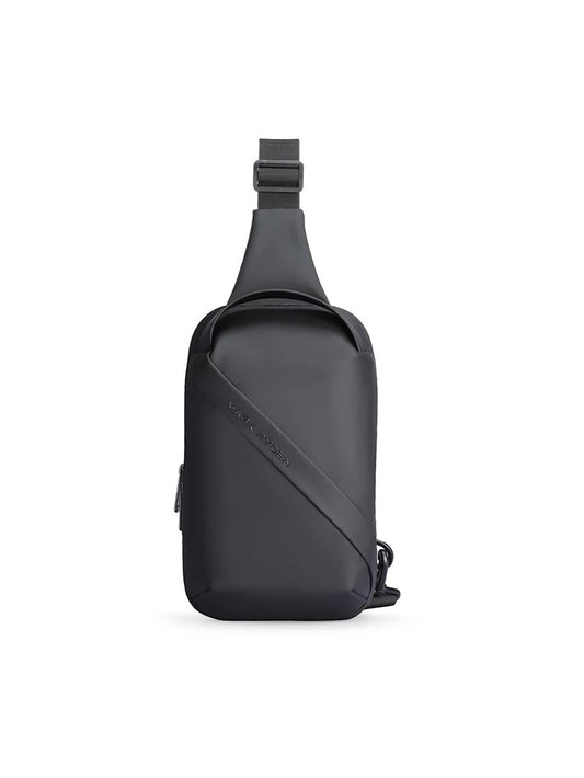 Front view of Mark Ryden MR-8518 black waterproof crossbody sling bag