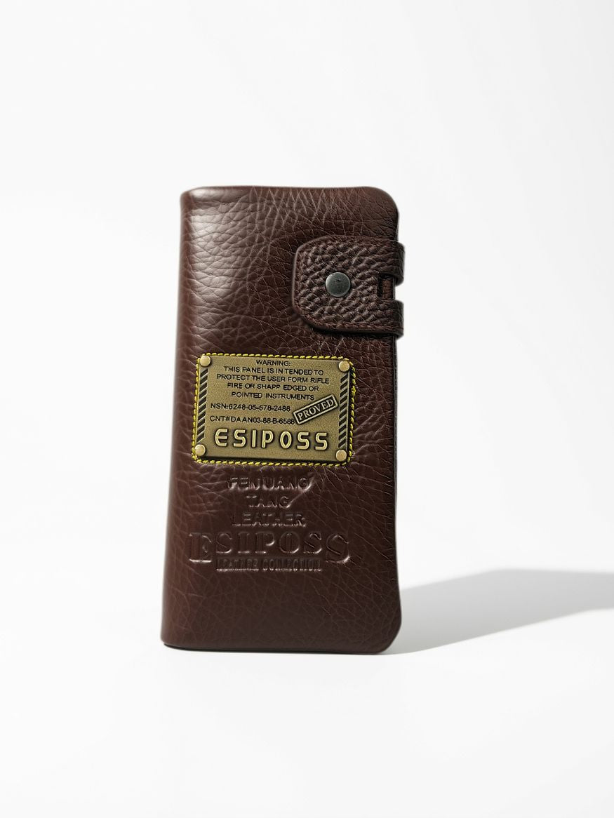 LAVIZER Full Grain Leather Multi-Pouch Long Clutch Wallet — Black