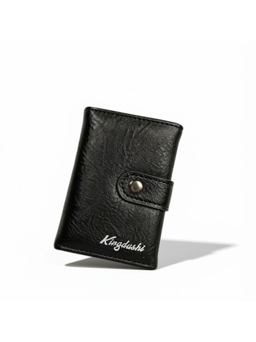 Kingdushi RFID Blocking Pop-Up Card Holder Slim PU Leather Wallet — Brown