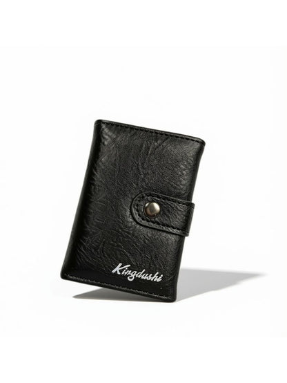 Kingdushi RFID Blocking Pop-Up Card Holder Slim PU Leather Wallet — Brown