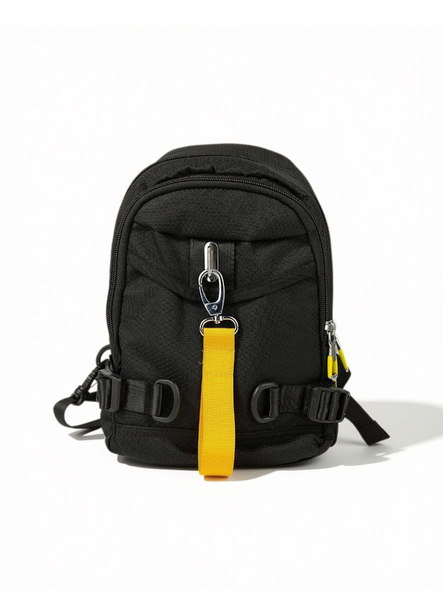 Tough Warrior Tactical Convertible Zipper-Strap Sling Backpack & Crossbody Bag — Black & Yellow