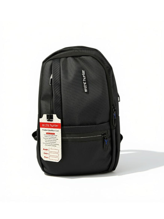 Arctic Hunter Convertible Zipper-Strap Crossbody Sling Backpack — Black