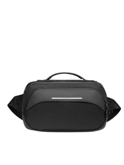 Front view of Ozuko 9551 UrbanGuard sling bag in classic black