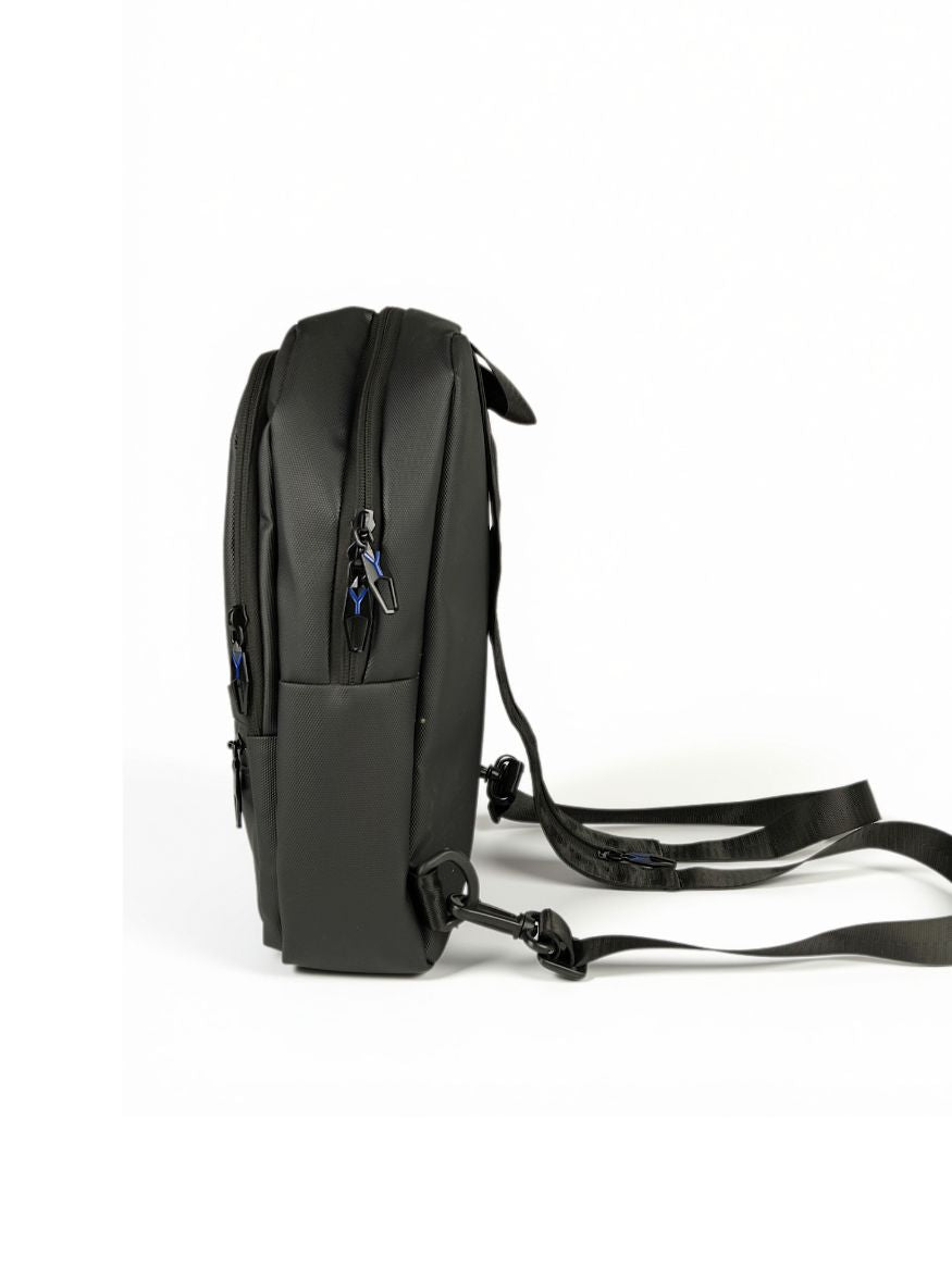 Arctic Hunter Convertible Zipper-Strap Crossbody Sling Backpack — Black