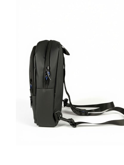 Arctic Hunter Convertible Zipper-Strap Crossbody Sling Backpack — Black