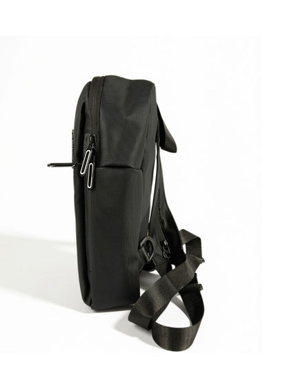 Shaolong Waterproof Convertible Zipper-Strap Crossbody Sling Backpack — Black