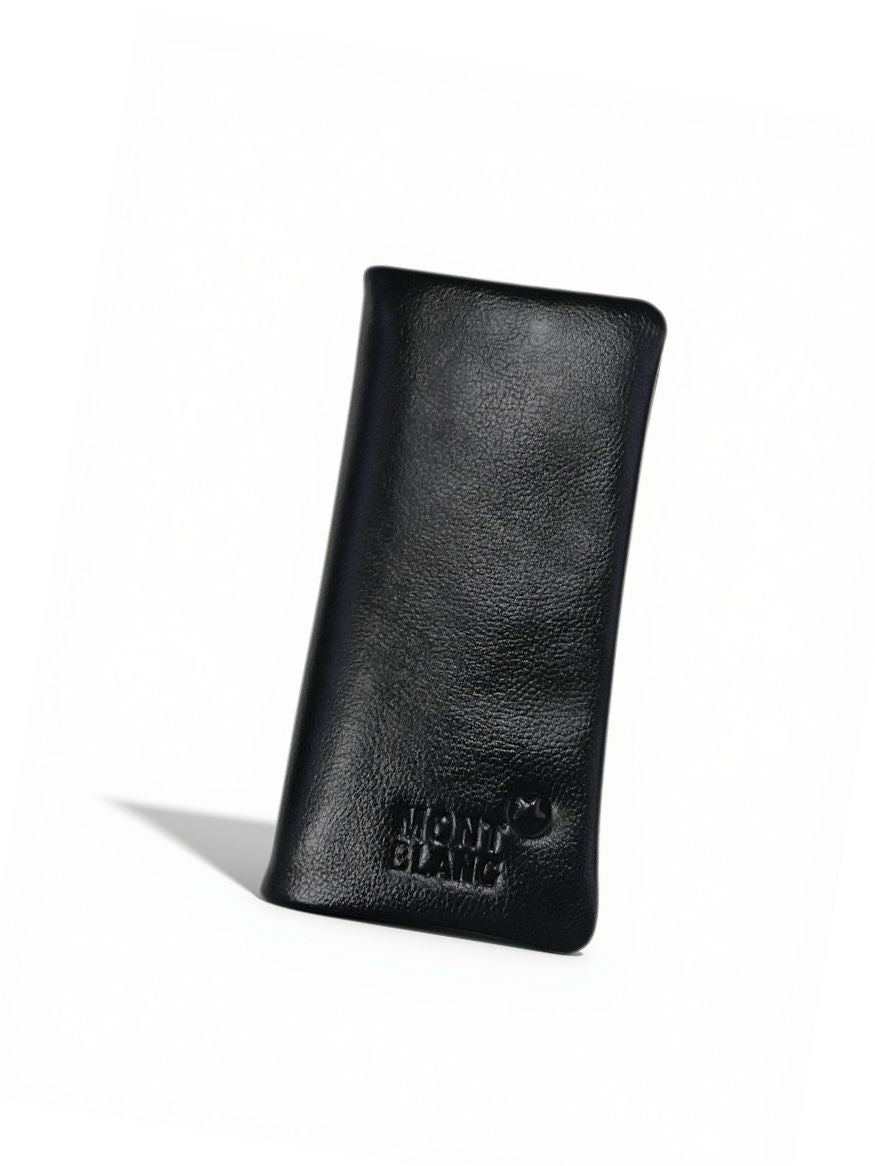 Genuine Grain Leather Men Long Wallet — Black