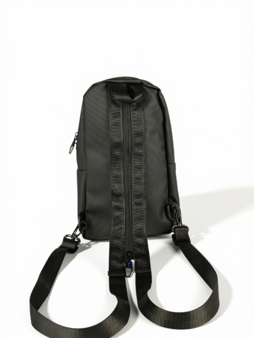 Arctic Hunter Convertible Zipper-Strap Crossbody Sling Backpack — Black