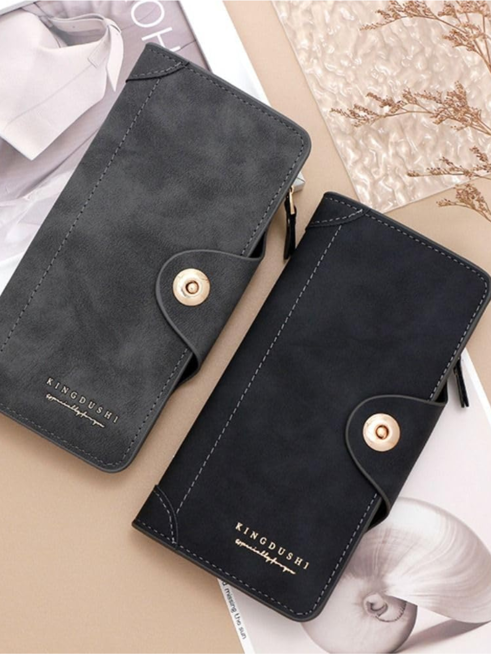 Multifunctional PU Leather Long Wallet & Portable Travel Clutch Bag
