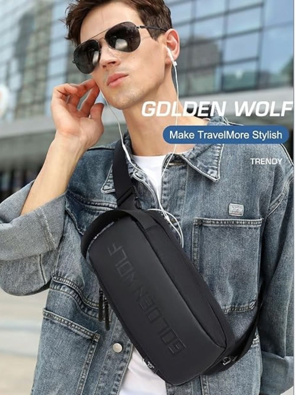 Golden Wolf GXB00131 Ultra-Lightweight Crossbody Sling Bag — Black