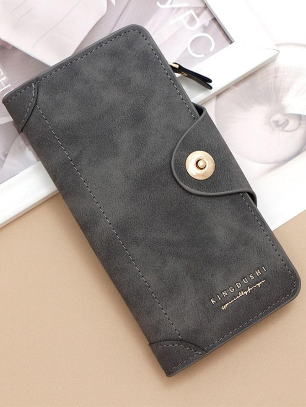 Multifunctional PU Leather Long Wallet & Portable Travel Clutch Bag