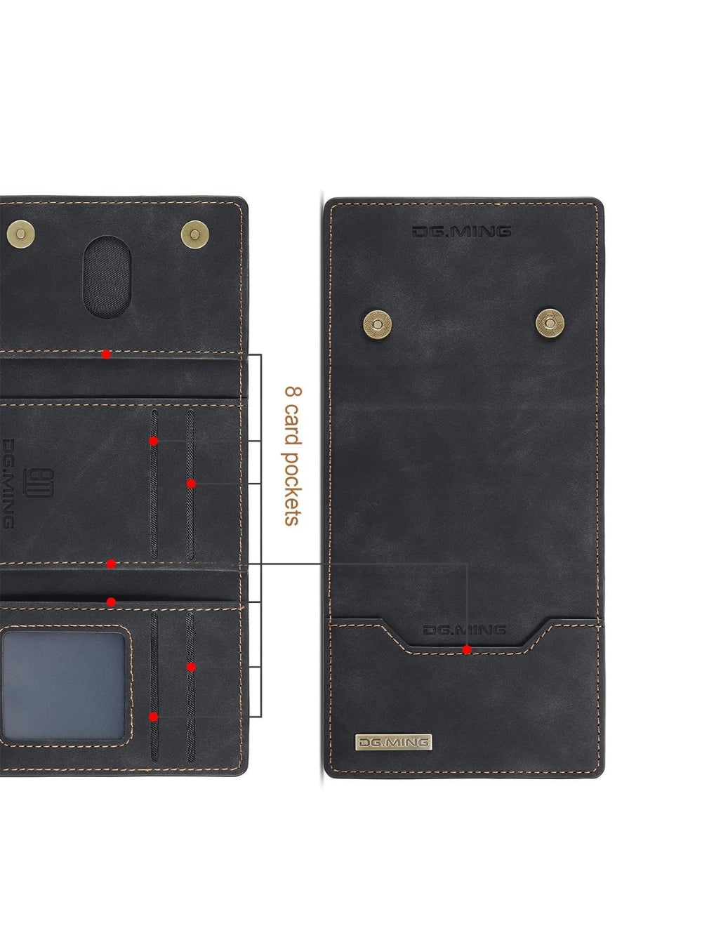 DG.MING 2-in-1 Magnetic Detachable Leather Wallet Phone Case