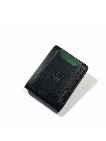 Handcrafted Genuine Leather Men's Vertical Bi-Fold Wallet — Dark Green