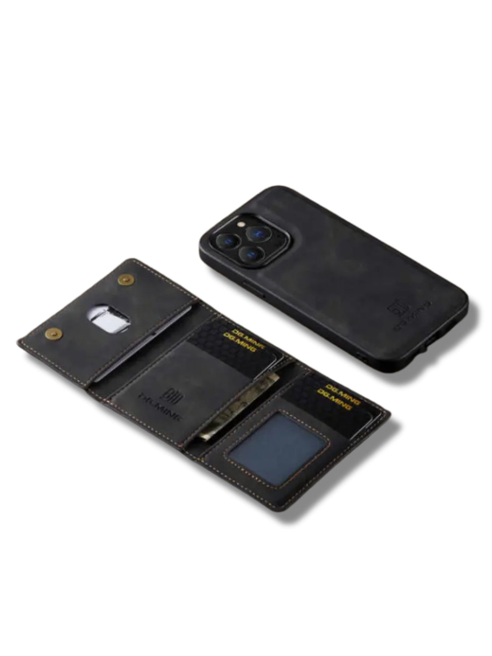 DG.MING 2-in-1 Magnetic Detachable Leather Wallet Phone Case