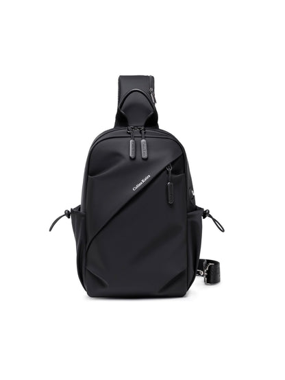 LAVIZAR black water resistant crossbody sling bag front view on desk