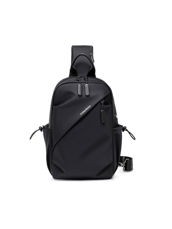 LAVIZAR black water resistant crossbody sling bag front view on desk