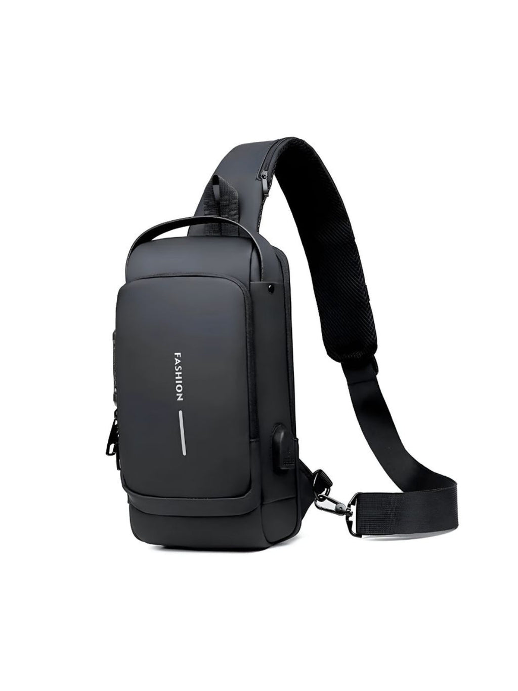 LAVIZAR compact EDC travel sling bag in black and bronze color accent