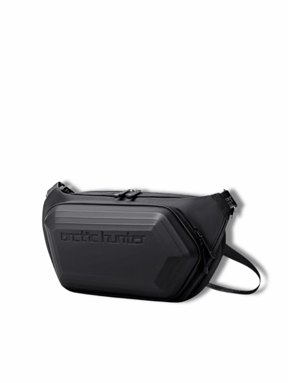 Arctic Hunter black hard-shell anti-theft waterproof crossbody sling chest bag studio view