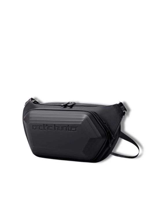 Arctic Hunter black hard-shell anti-theft waterproof crossbody sling chest bag studio view