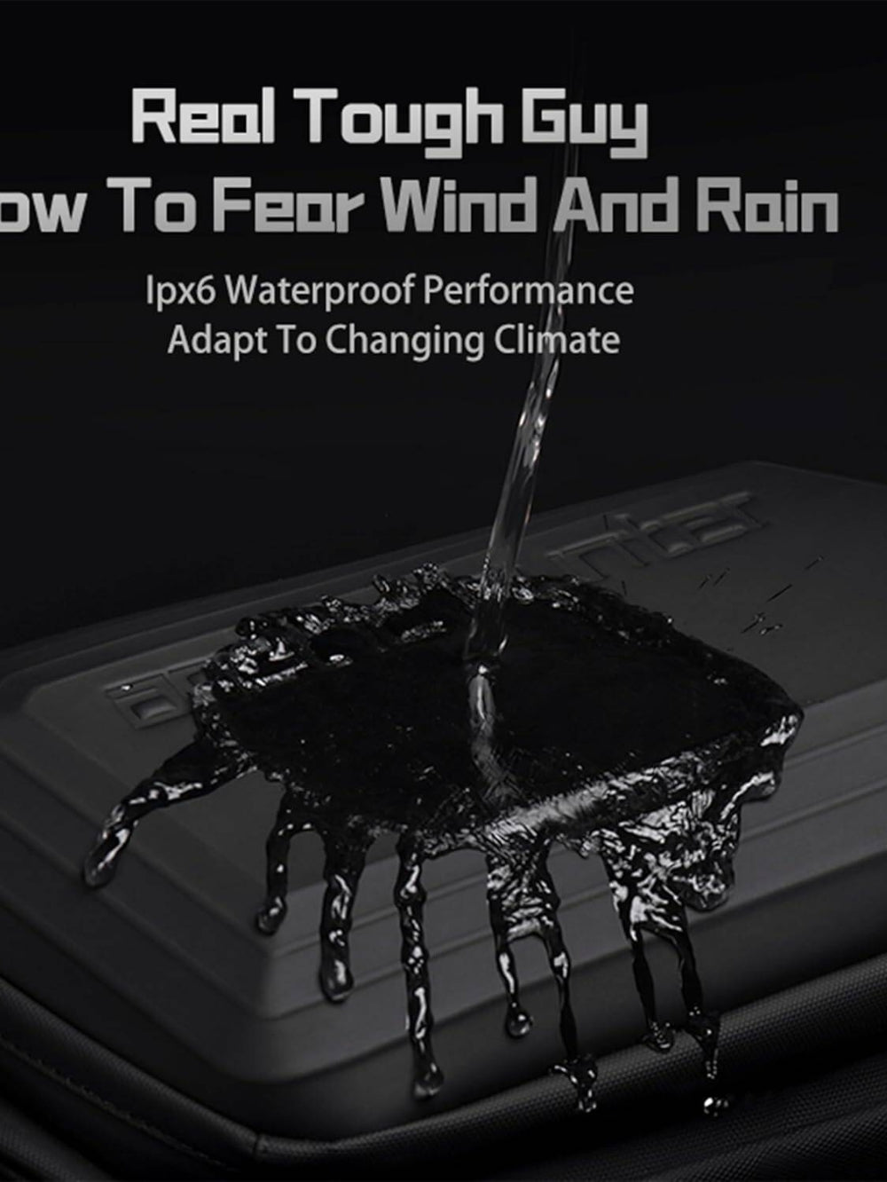 Arctic Hunter IPX6 waterproof performance demonstration with water pouring on hard-shell surface