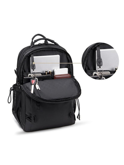 Arctic Hunter waterproof laptop backpack front compartment organization showing key holder and tablet pocket