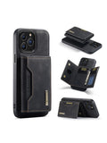 DG.MING black 2-in-1 magnetic detachable leather wallet phone case front profile