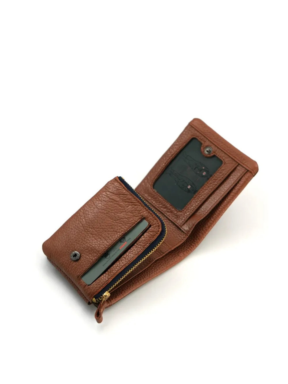 Black Esiposs pebbled leather bi-fold wallet with shield logo emblem