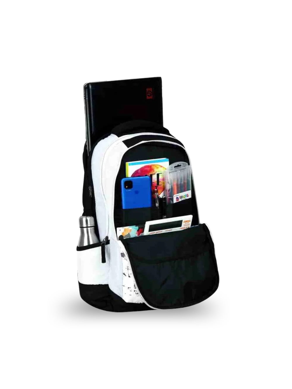 ESPIRAL Ride Along backpack interior showing laptop sleeve and stationery organization pockets