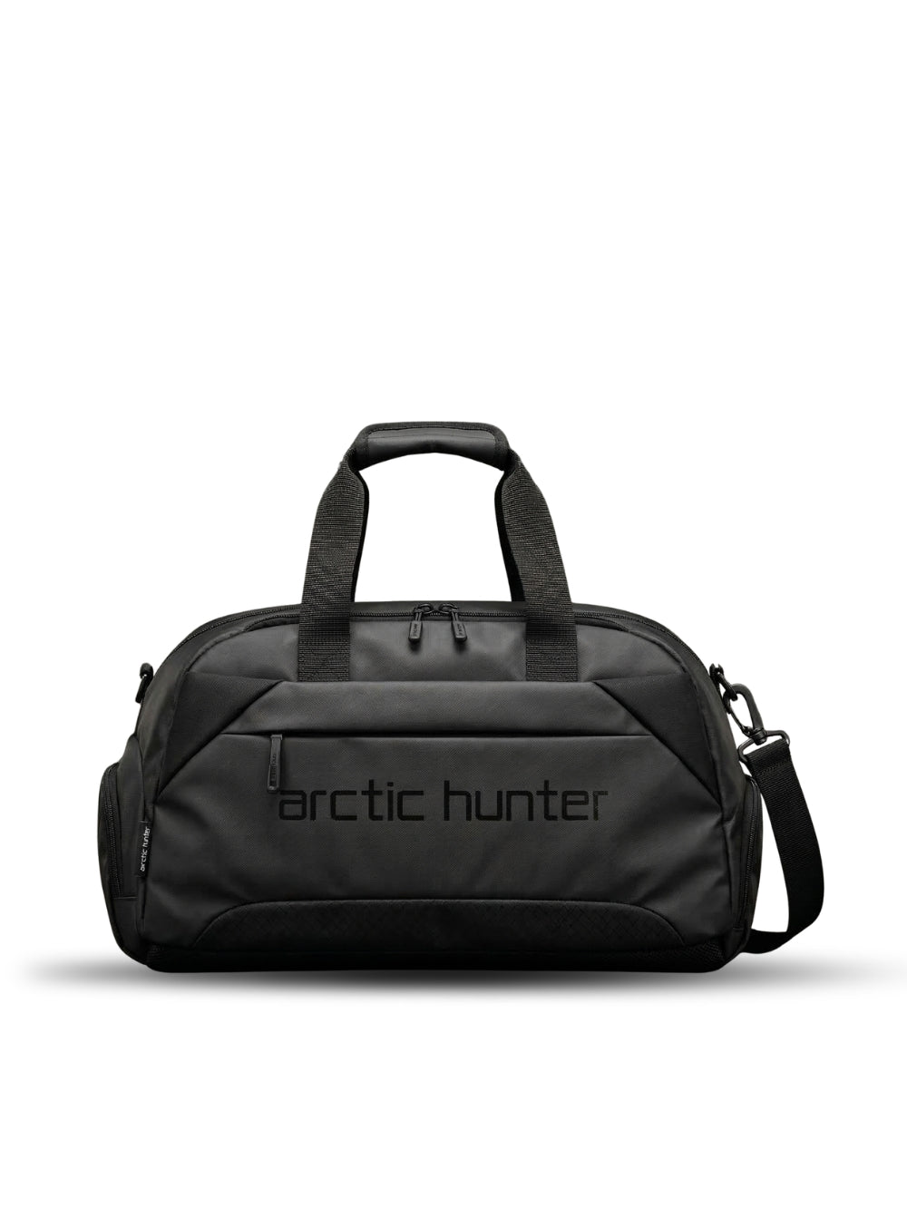 LAVIZAR black 4-in-1 waterproof travel gym duffle bag front studio view
