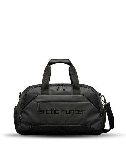 LAVIZAR black 4-in-1 waterproof travel gym duffle bag front studio view