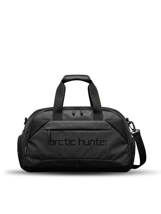 LAVIZAR black 4-in-1 waterproof travel gym duffle bag front studio view