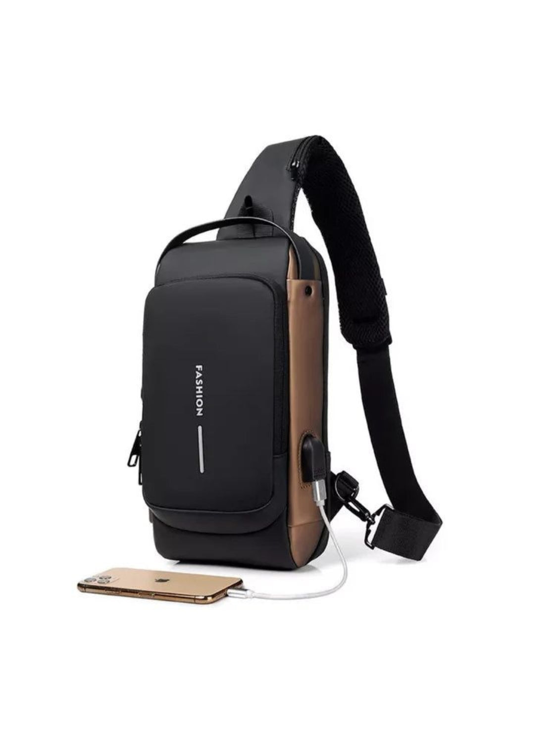 LAVIZAR water resistant USB chest pack for men commuting and travel