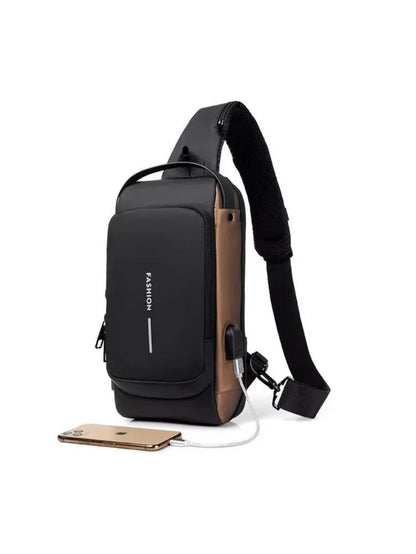 LAVIZAR water resistant USB chest pack for men commuting and travel