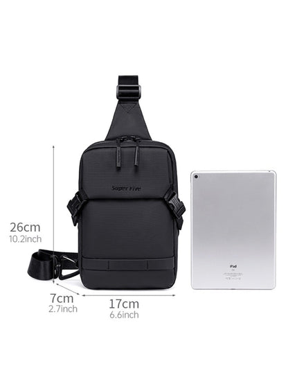 LAVIZAR anti-theft crossbody sling bag dimensions shown alongside an iPad