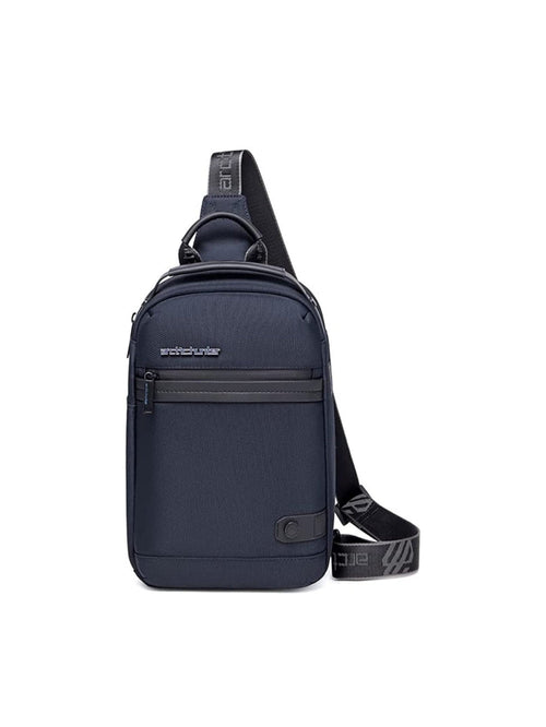 LAVIZAR dark navy blue anti-theft water-resistant crossbody sling bag front studio view