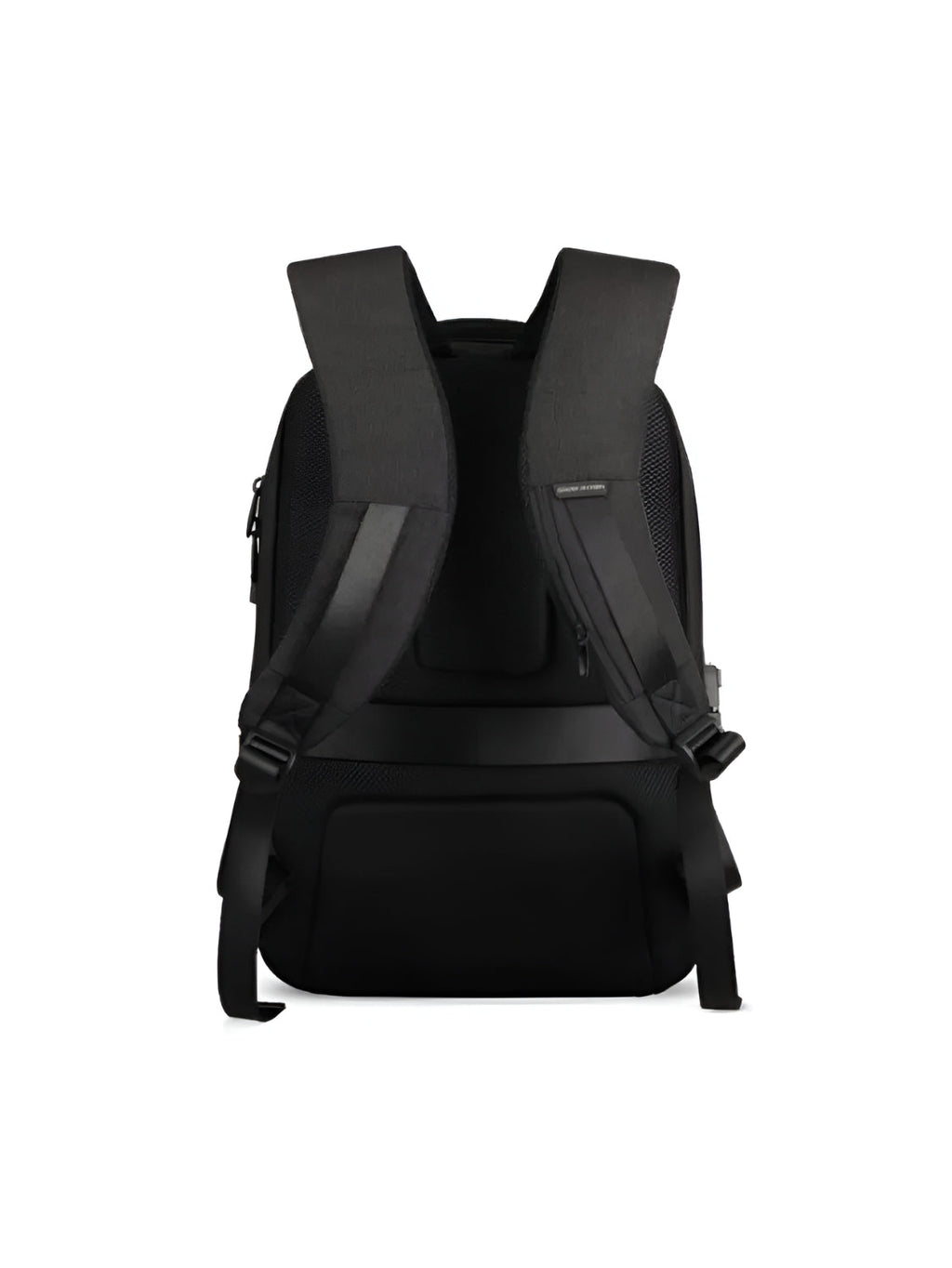 Geometric Waterproof Laptop Backpack | Integrated Raincoat & USB Port — Black