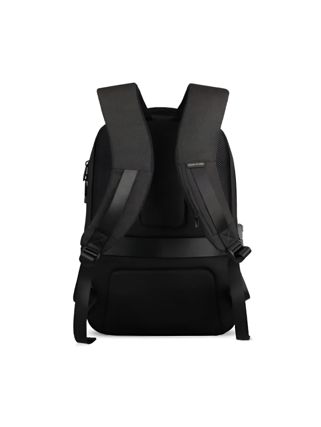Geometric Waterproof Laptop Backpack | Integrated Raincoat & USB Port — Black