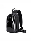 LAVIZAR black hard shell waterproof cross body sling bag studio front view