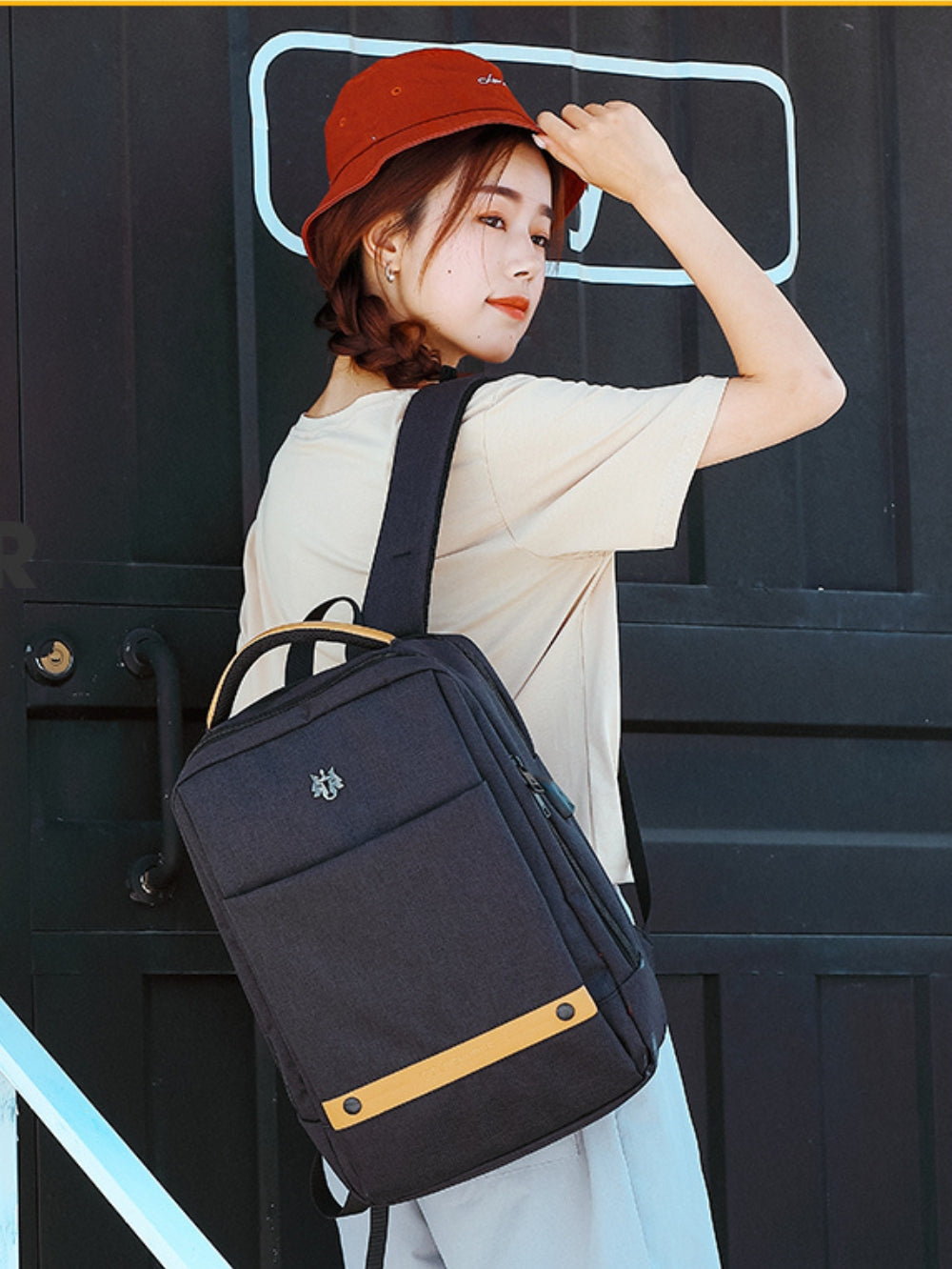 Korean Style Unisex Nylon Laptop Backpack
