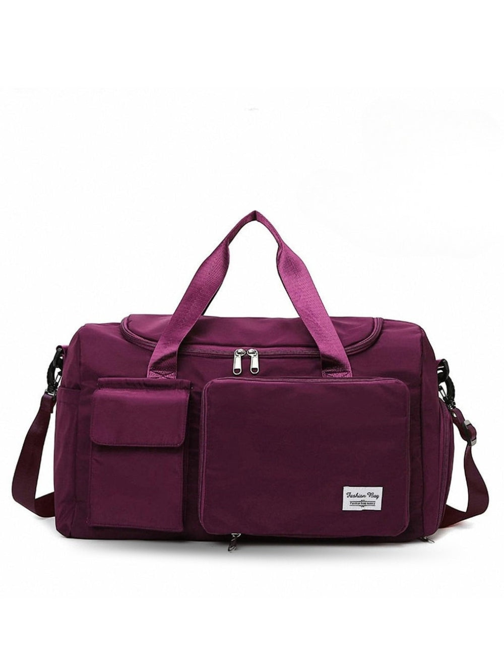 LAVIZAR purple large-capacity travel and gym duffle bag front view