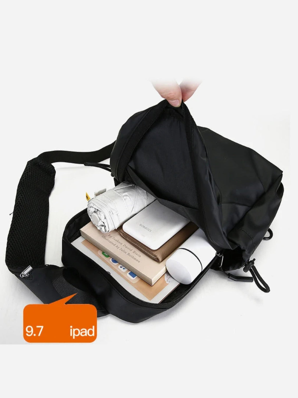 LAVIZAR lightweight urban EDC sling backpack with diagonal front pocket