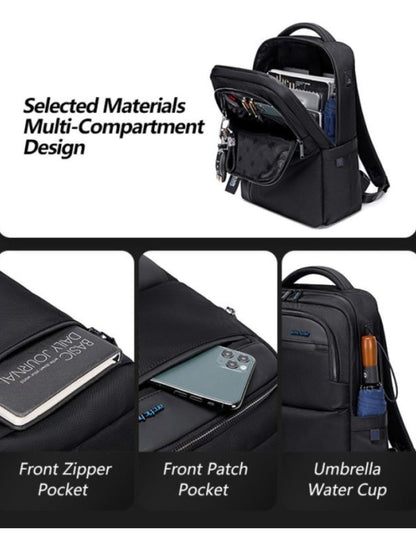 LAVIZAR anti theft laptop backpack open showing organized multi compartment interior