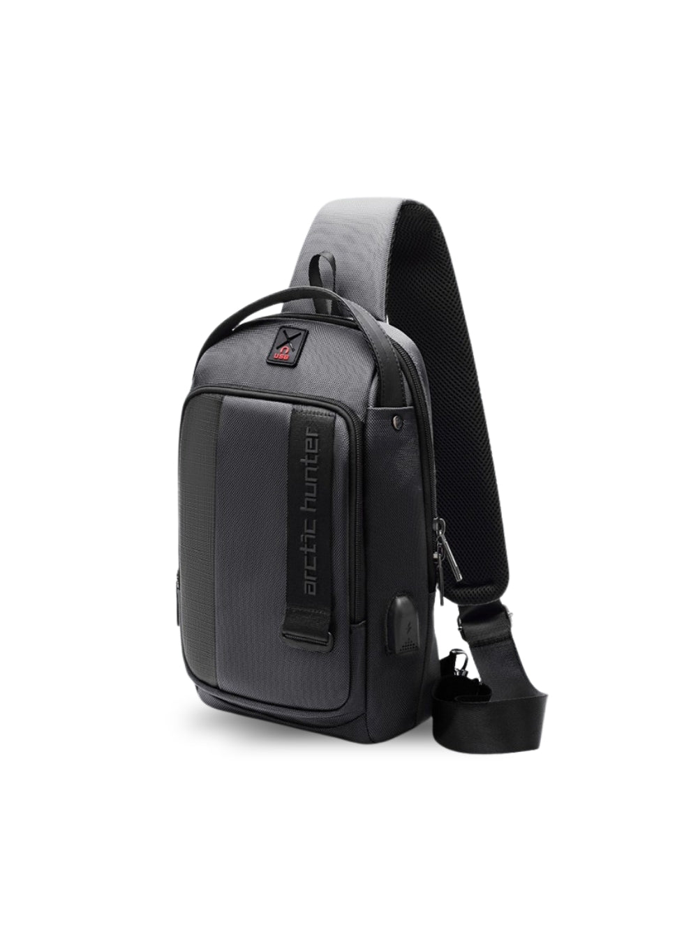 LAVIZAR black waterproof crossbody chest bag studio front view
