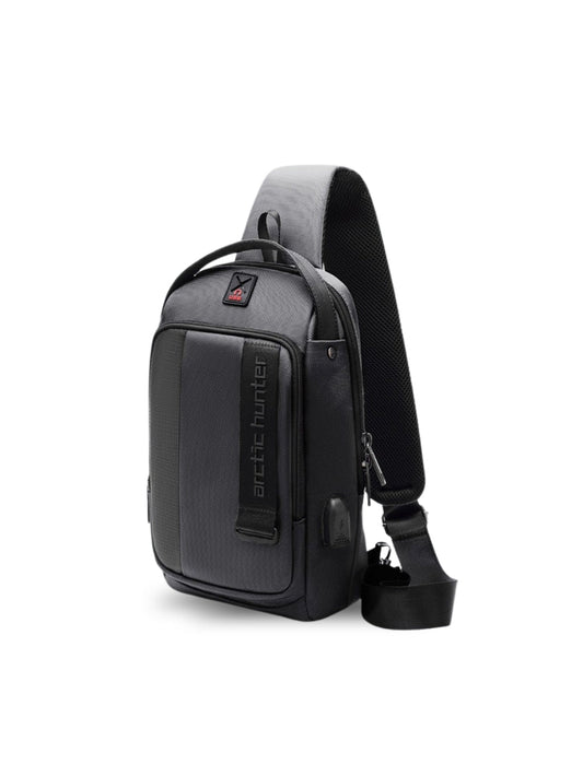 LAVIZAR black waterproof crossbody chest bag studio front view