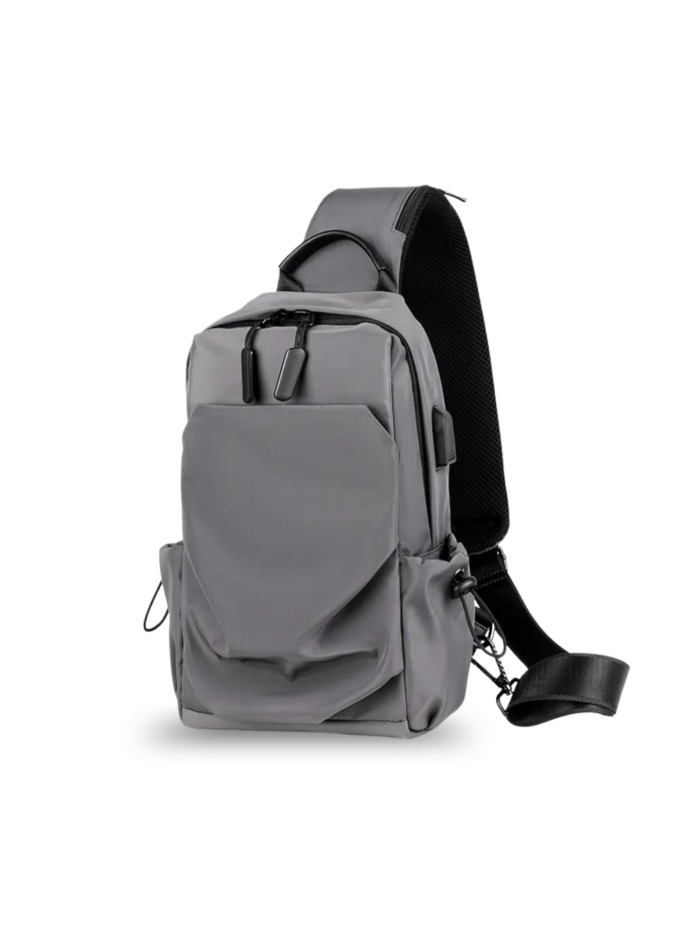 LAVIZAR blue waterproof nylon crossbody sling bag front view gray