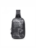 LAVIZAR black camo waterproof outdoor sling bag front studio view